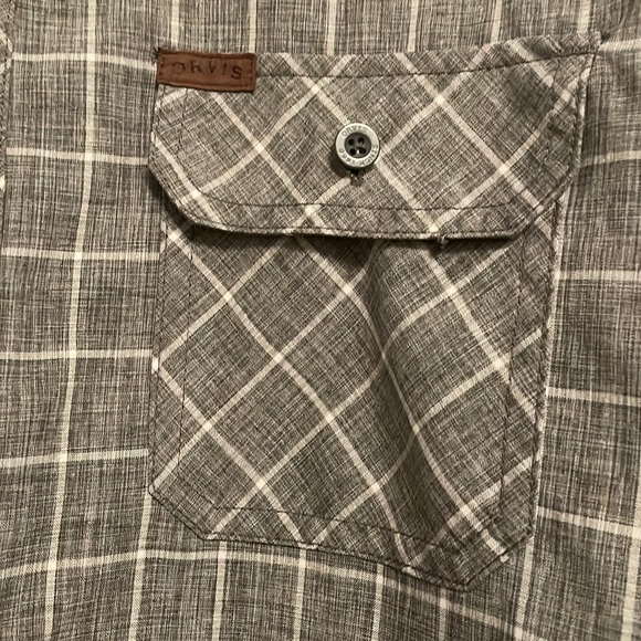 Orvis Shirt Mens XL Gray White Plaid Button Down Short Sleeve Fishing Casual. - Picture 4 of 10